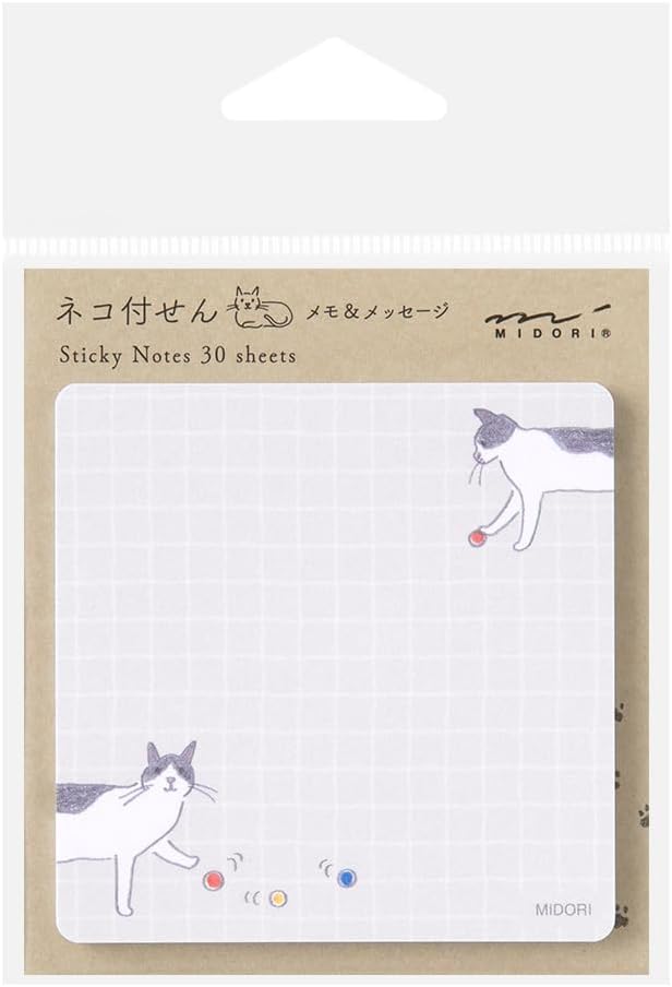 ミドリ 付せん紙 ボールとネコ柄 19096006