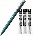 ぺんてる ゲルインキボールペン エナージェルフィルグラフィ 0.5mm 黒インク BLN2005【本体 + 替芯3本】+ロコネコカード (ターコイズブルー)