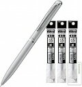 ぺんてる ゲルインキボールペン エナージェルフィルグラフィ 0.5mm 黒インク BLN2005【本体 + 替芯3本】+ロコネコカード (シルバー)