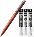 ぺんてる ゲルインキボールペン エナージェルフィルグラフィ 0.5mm 黒インク BLN2005【本体 + 替芯3本】+ロコネコカード (レッド)