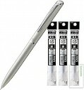 ぺんてる ゲルインキボールペン エナージェルフィルグラフィ 0.5mm 黒インク BLN2005【本体 + 替芯3本】+ロコネコカード (ウォームシルバー)
