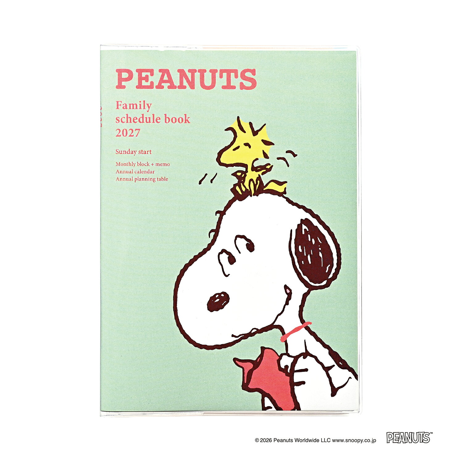 クツワ 2027年 ダイアリー B6 [月間ブロック+毎月メモ] 日始 12月始まり 家族手帳 PEANUTS 682SQA 親友＆コミック
