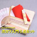 【表千家・裏千家】【茶道具】【定形外送料無料】おとな女子のための渋カワ入門5点セット(正絹帛紗、赤or朱)プラス1000円で表千家扇子に交換