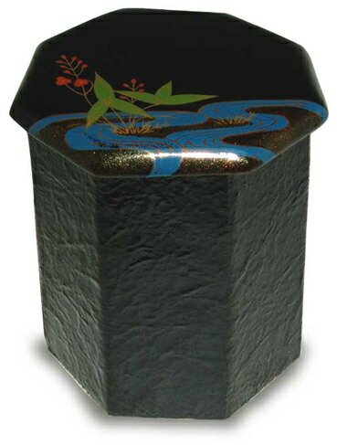 【茶道具】【送料代引手数料無料】一閑八角茶器沢潟蒔絵（蓋裏蜻蛉）田中修作（共箱入り）