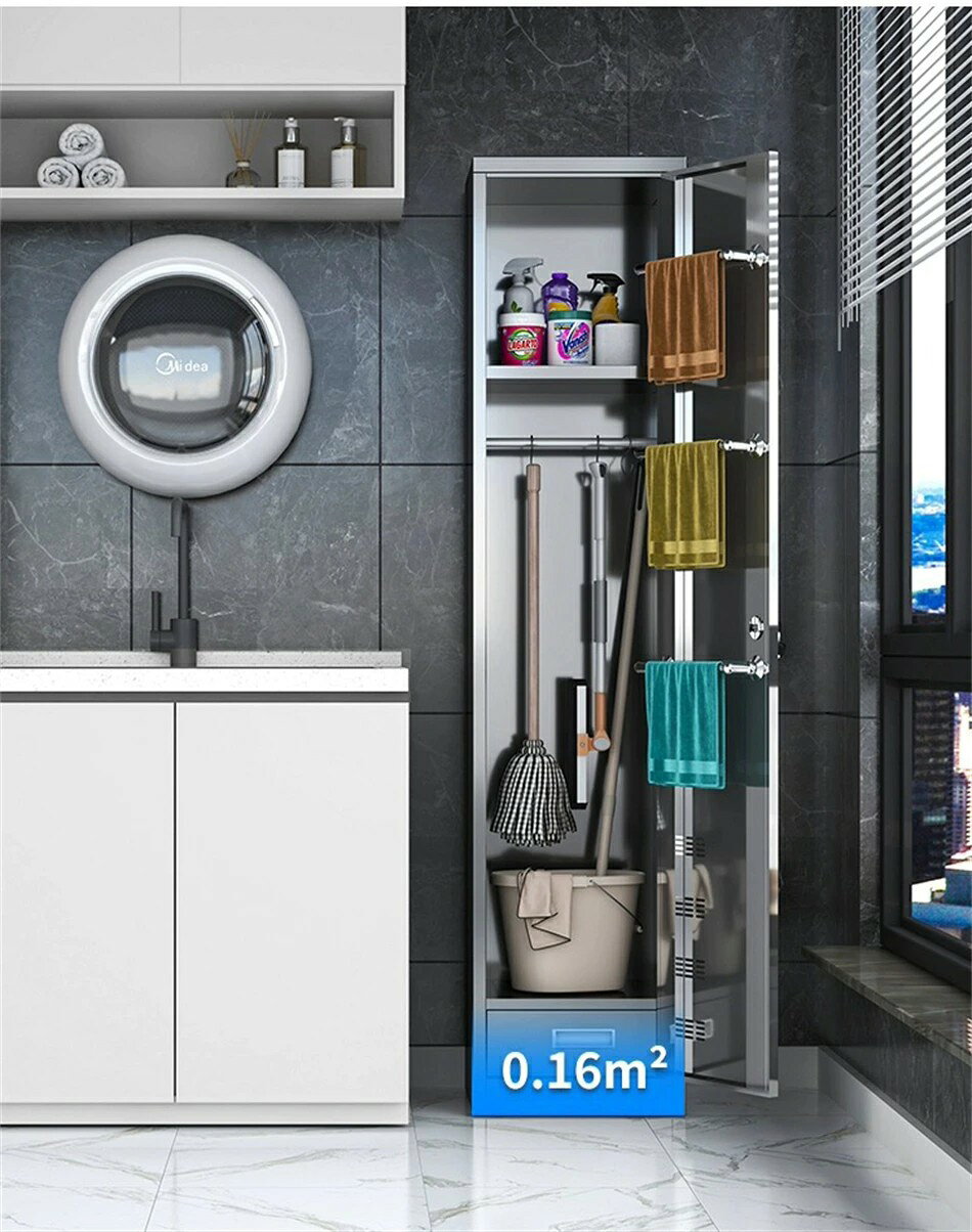 304スチール製掃除用具入れ幅40×奥行39×高さ180cm1台掃除用具収納清掃用具入れクリ...