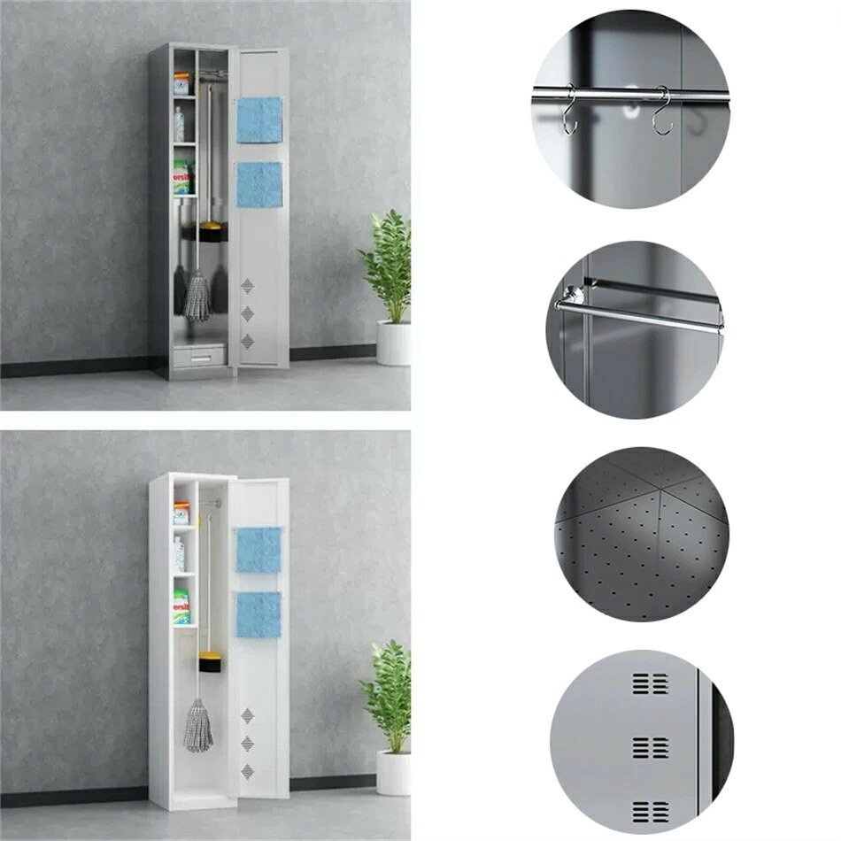 304スチール製掃除用具入れ幅40×奥行39×高さ180cm1台掃除用具収納清掃用具入れクリ...