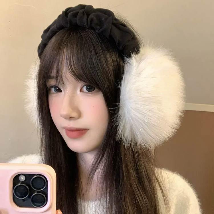 イトウショップ20の耳あて 折り畳み可能 ファー 防寒対策 イヤーマフ 防寒 みみあて ファー 大人 レディース コンパクト 耳当て あったか ふわふわ 耳カバー｜アングル3