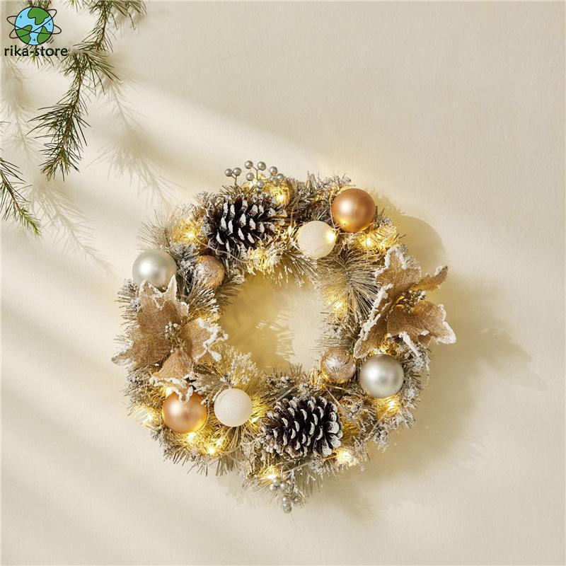 クリスマスリース 花輪 LED クリスマス リース 飾り インテリア 壁掛け おしゃれ 造花 部屋 プレゼント ギフト 贈り物 北欧 上品 高級 豪華