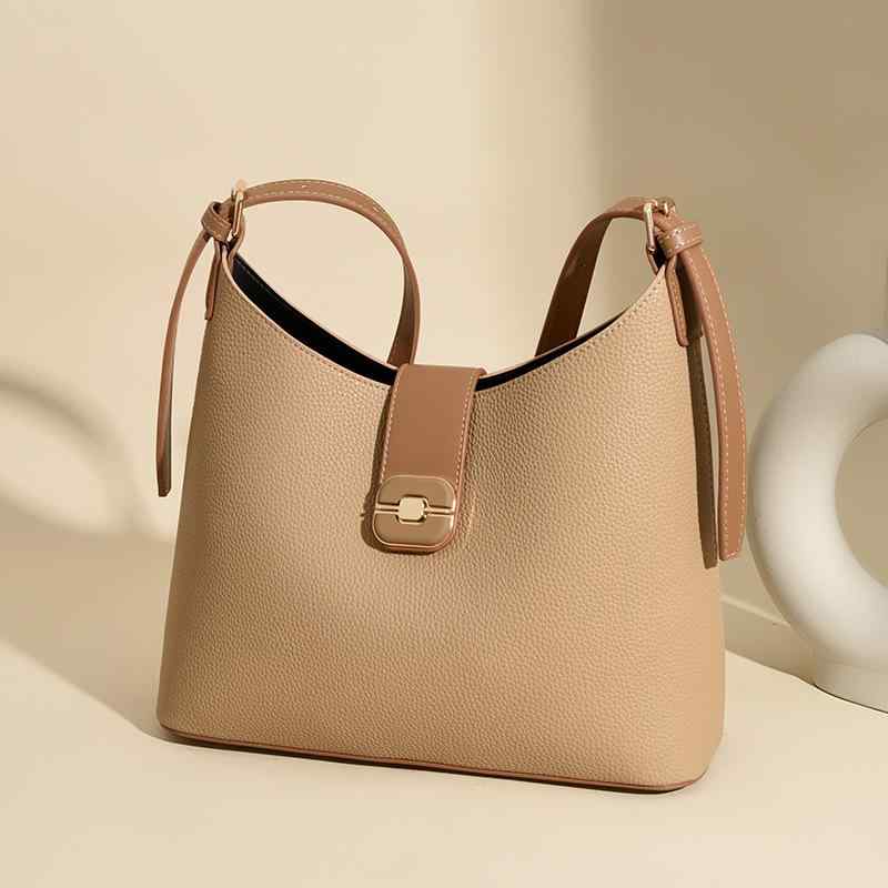 Men'S Bag - レディース バケツバッグ シンプル 大容量 通勤用 斜め掛け 鞄 コントラストカラー ファッション アイテム 軽量 素材 伸縮性