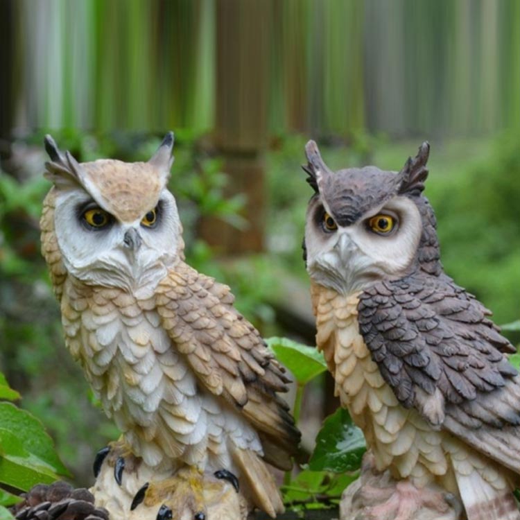 イトウショップ20の防鳥防獣対策 フクロウ ベランダ 樹脂 鳩よけ 本物そっくり 置物 スズメ オーナメント 鳥対策 ディスプレイ 装飾 庭 ガーデン 撃退ハト カラス ムクドリ 撃退 鳥よけ｜アングル2