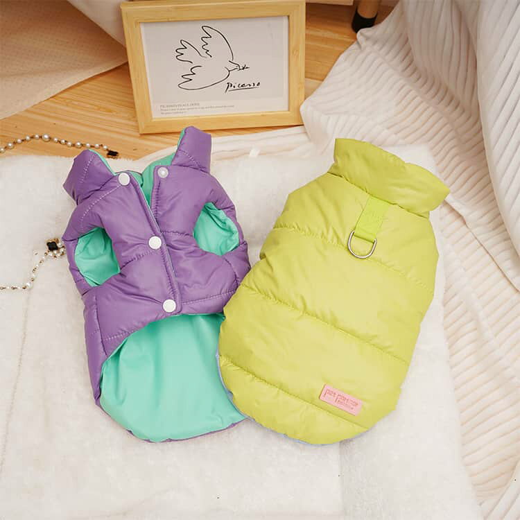 イトウショップ20の犬の服 犬服 冬 ダウン 犬服 犬 送料無料 服 ペット いぬ 服 犬グッズ ドッグウェア コート 犬服 中綿 秋冬 ジャケット チョッキ トップス 着脱簡単 アウター ノースリーブ かわいい 小型犬 タンクトップ あったか お出かけ｜アングル2