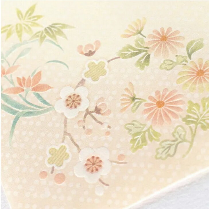 長形4号封筒 5枚 優あかり 花おもひ 和紙 奉書紙 パールシルク印刷 お花 上品 優美 お手紙 おしゃれ かわいい 和柄 高級感 大人の女性 文房具 エヌビー社