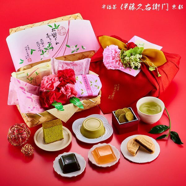 プレゼント スイーツ お茶 抹茶 宇治抹茶 スイーツ 摘みたて新茶入り 花咲竹かごセット 新茶付き  ...