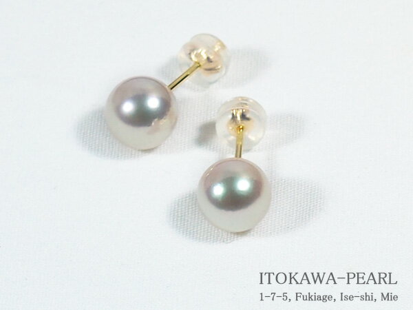 パールピアス あこや真珠ピアス＜7.8mm＞スタッド・K18YG PE-6859