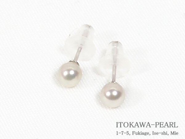 パールピアス あこや真珠ピアス＜4mm＞スタッド・K14WG PE-7451