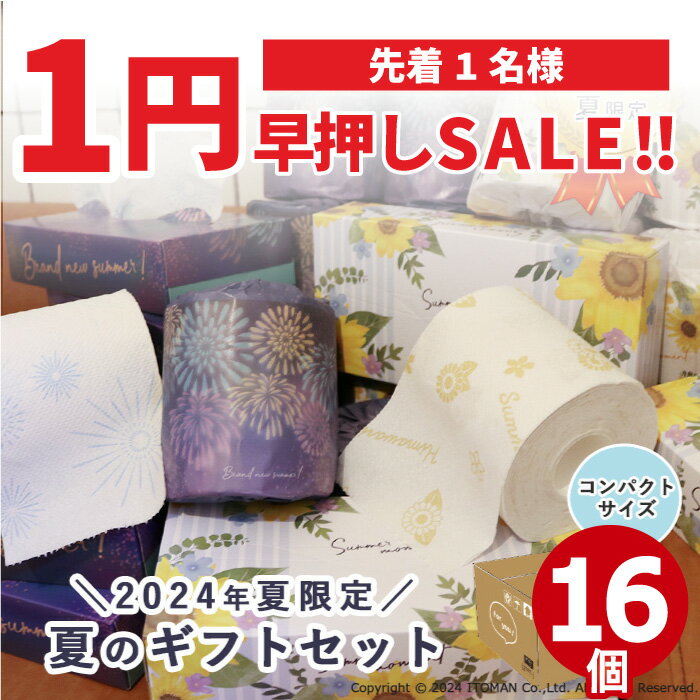 【1円SALE！6月8日20時～在庫1点のみ！】早押し セール！ 送料無料 ギフトセット お中元 詰め合わせ 2024年夏限定 サマーセット 10001141 引越し 挨拶 ティッシュペーパー トイレットペーパー プリント 花火 ひまわり プチギフト イベント お買い物マラソン 3000円 ポッキリのサムネイル