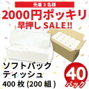 【5月11日20時～在庫3点のみ】2000円 ポッキリ 早押し SALE！ 送料無料 国産 ティッシュペーパー ソフトパック 200組 40個 20200003 イットコ詰め替えティッシュ まとめ買い 業務用 日本製 イトマン 新生活 無地 無印刷 セール イベント お買い物マラソン 3000円 ポッキリ