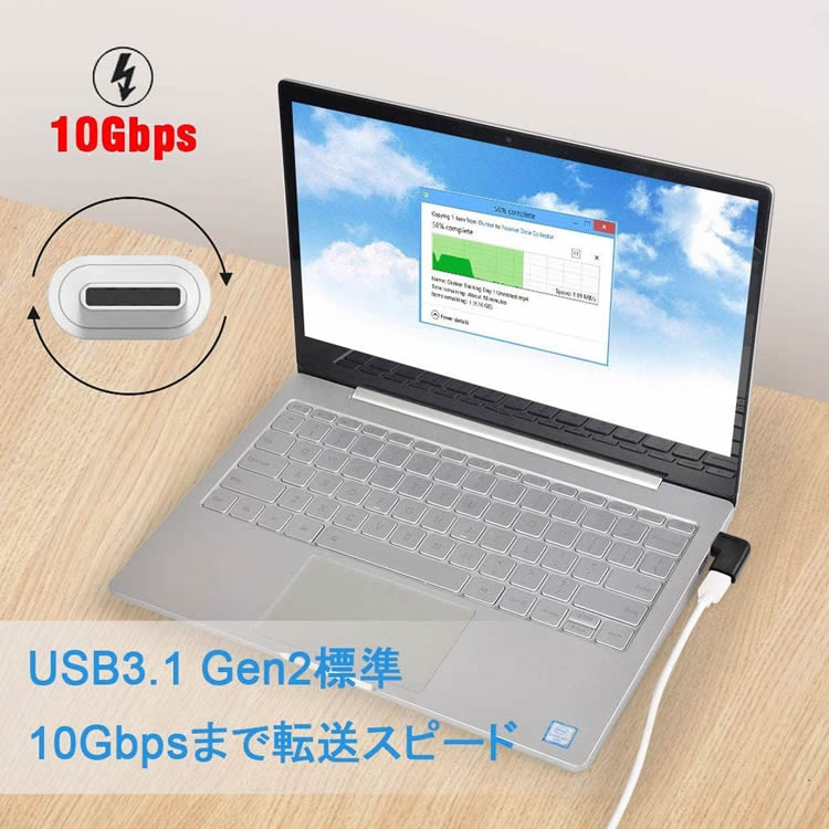 Type-C延長アダプター USB Type C 変換 L字 USB3.1 高速充電 + データ同期 10Gbps タイプc 変換アダプタ 90度 オス メス USB c コネクター Androidスマホ/Chromebook/XPS 13などに対応 3