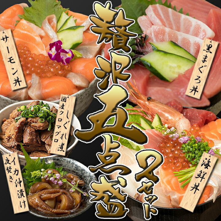 【贅沢5点盛 2セット】 国産本マグロ丼 海鮮丼 サーモン丼