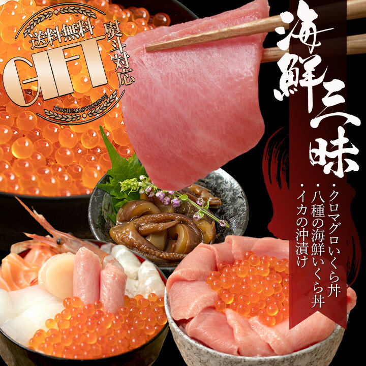 【スーパーSALE】【玄界灘の恵み】海鮮三昧セット( クロマグロいくら丼 ・ 八種の海鮮いくら丼 ・ 夜炊きイカの沖漬け※玄界灘産釣りイカのみ使用 ) 本マグロ...