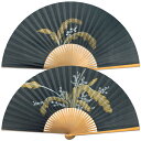 白竹 大国屋 手描き 黒地 菊 京扇子 aa51
