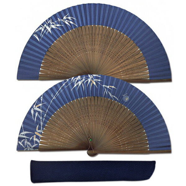 男性 用 紙 扇子 写型 / 竹に蛍 短地 扇子袋付き