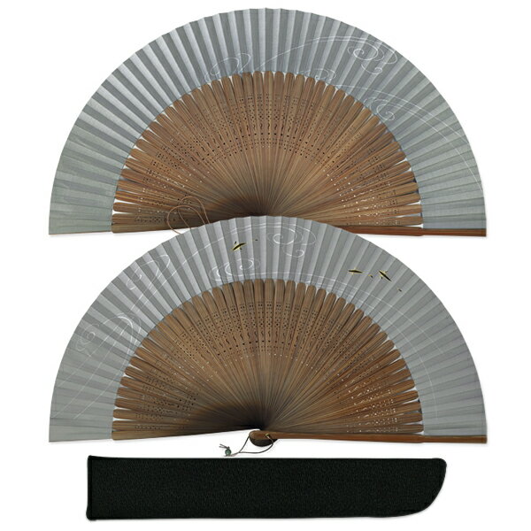 男性 用 紙 扇子 写型 鮎 短地 扇子袋付き