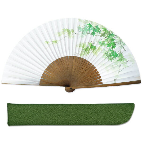 男性用 紙扇子 唐木 楓 扇子袋付き(C4023)