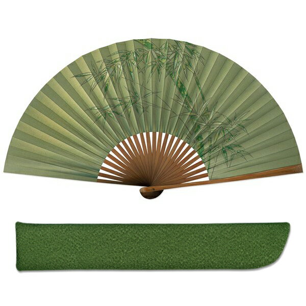 男性用 京扇子 焼煤骨 竹　扇子袋付き