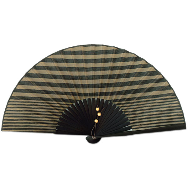 男性用布扇子 天細縞黒
