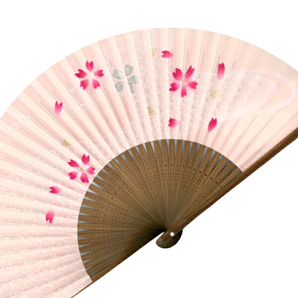 女性用 紙扇子 / 桜 ピンク 扇子袋付き
