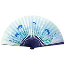男女 兼用 京扇子 紺染骨 金魚とあやめ