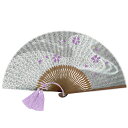女性用 京扇子 唐木 和紙絹 桜 流水