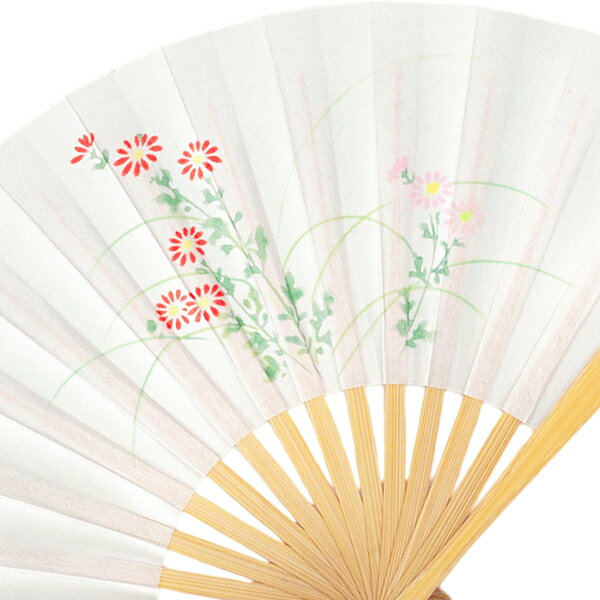 茶扇子 茶扇 　白竹パール　小菊