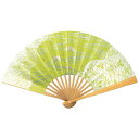 茶扇子 茶扇 流水に菊 緑