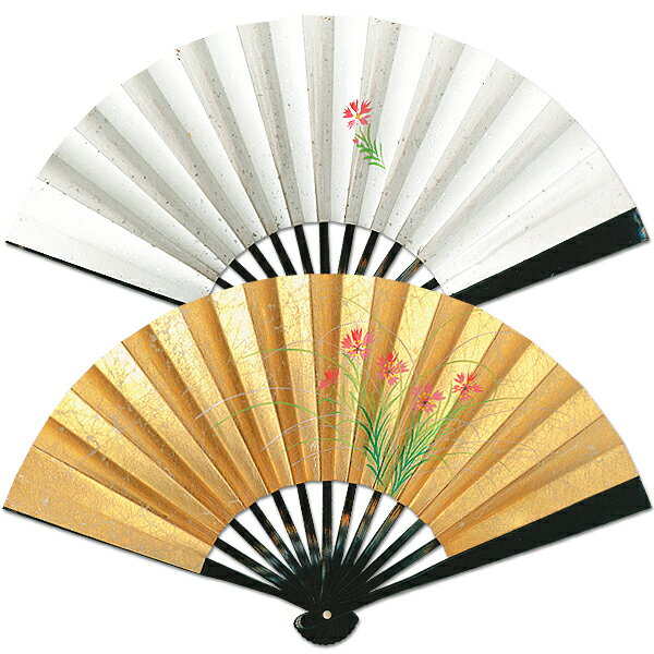 茶扇子 茶扇 撫子 手描き京扇子