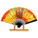 海外向けお土産 台付き茶扇飾り扇子 花車