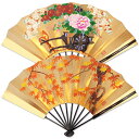 飾り京扇子 高級仕舞扇子手描き 紅葉/花車 飾り【手描き】
