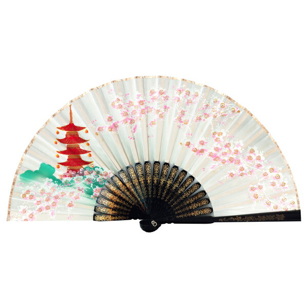 樂天商城 - 飾り京扇子 サテン扇子 塔桜白 21cm