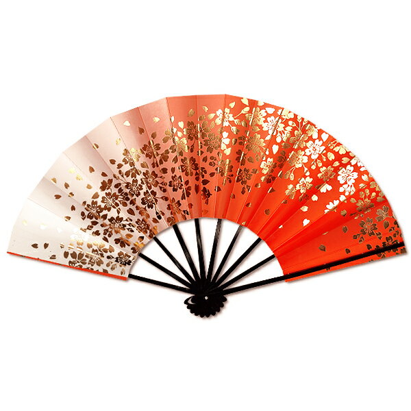 京の舞扇子 ぼかし金　櫻 朱 [名入れ不可]