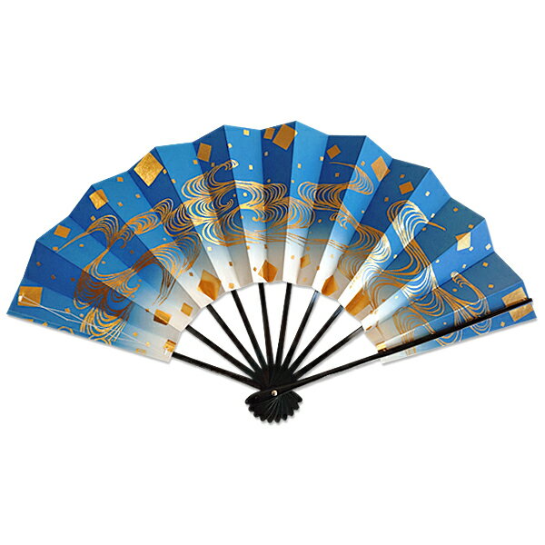 京の舞扇子 流水箔散らし 青 [名入れ不可]