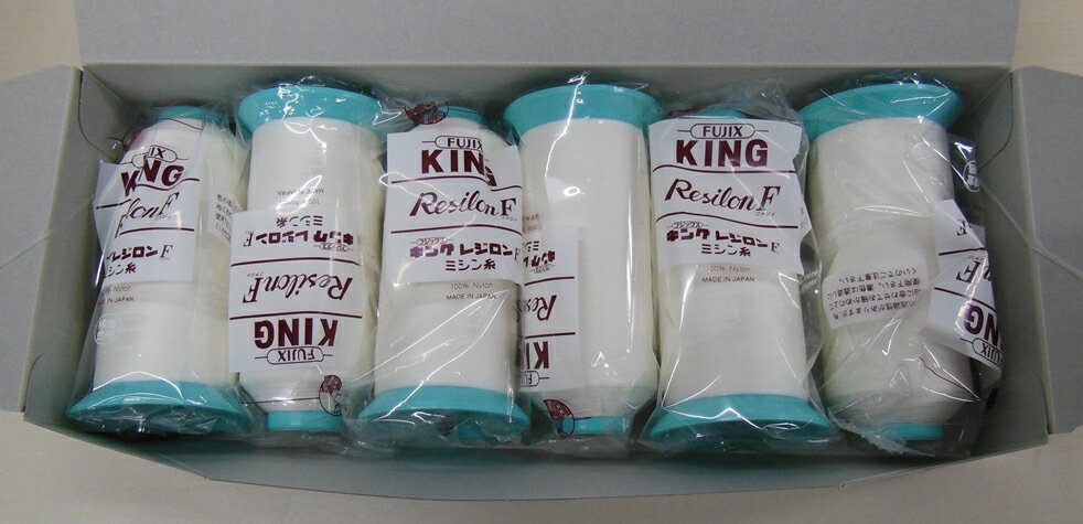 【箱売り商品】ストレッチ素材対応ミシン糸フジックス レジロンミシン糸工業用60番/5000m 白・黒・生成6本入 ※バラ売りではございませんのでご注意ください