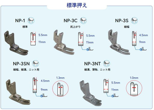 【NIPPO】工業用ミシン押え本縫い用標準自由押え NP-1/NP-3C/NP-3S/NP-3SN/NP-3NT 【NIPPO】工業用ミシン押え本縫い用標準自由押え NP-1/NP-3C/NP-3S/NP-3SN/NP-3NT