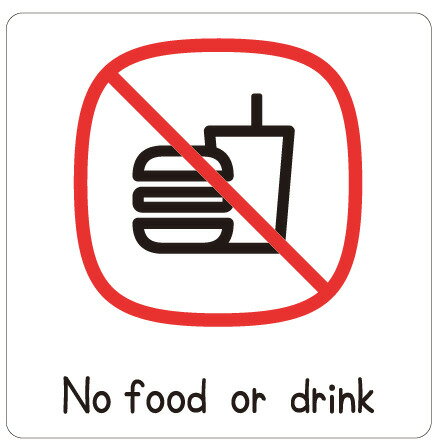 Rakuten - カラーピクトサインステッカー　Q-2No food or drink簡単貼り付け　ステッカー