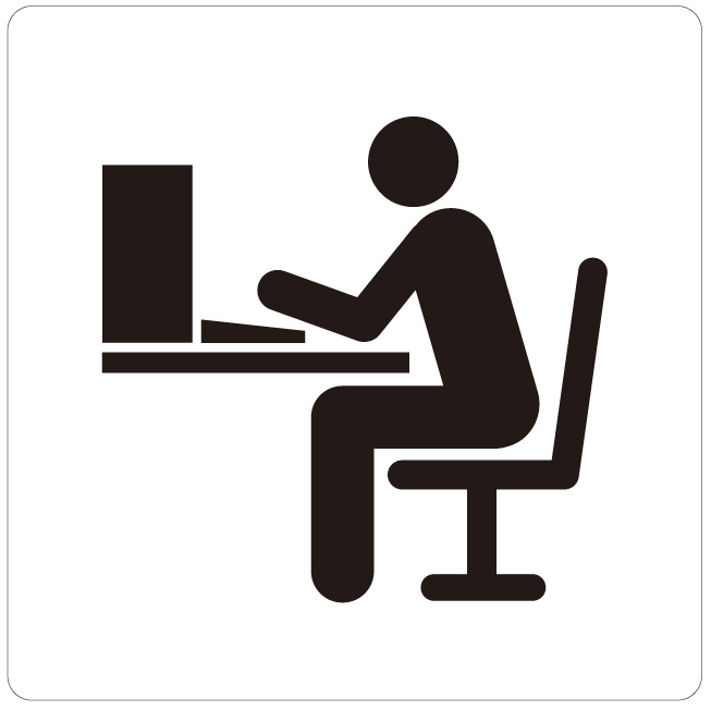 モノクロピクトサインステッカー　I-5PC、事務簡単貼り付け　ステッカー