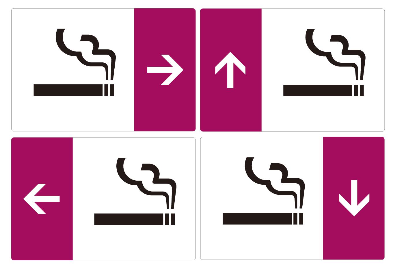 矢印付き 案内 ピクト サイン ステッカー 　【 喫煙室 】　矢印　案内 C-2（外国人にもわかりやすいサ..