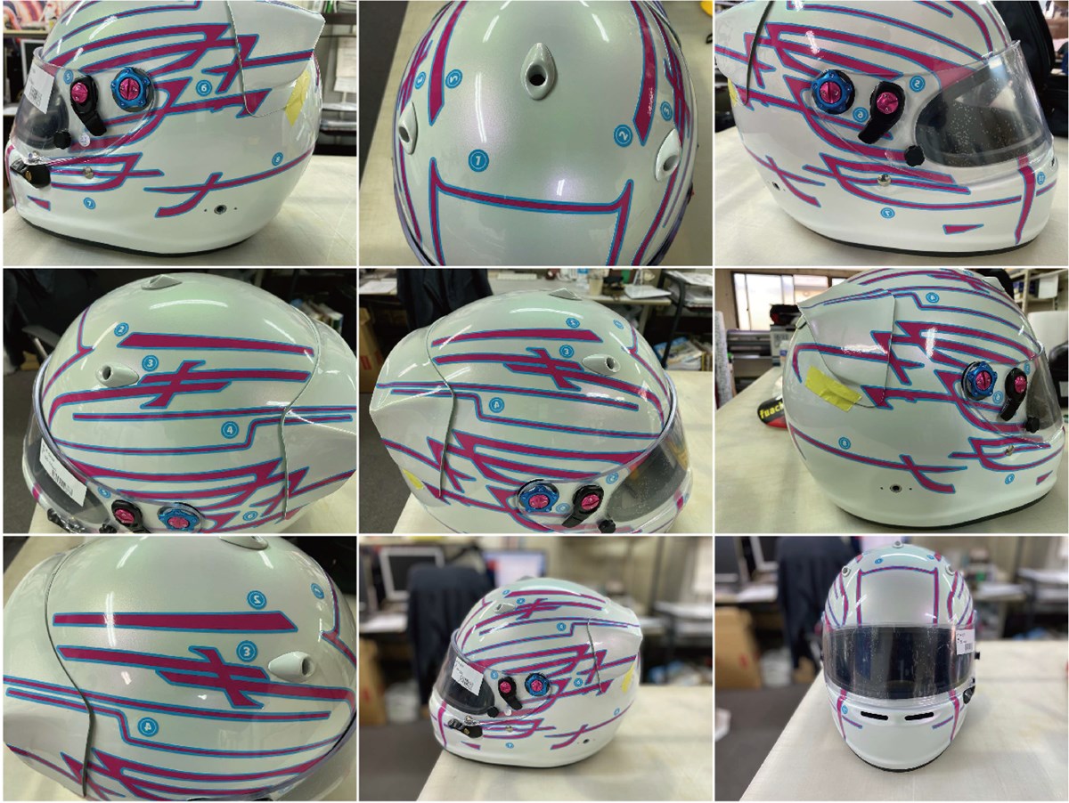 ヘルメットデカール　　オリジナルデザインステッカーヘルメットデカールラインのセットです。フチとラインを好きなカラーでお選びいただけます。 3