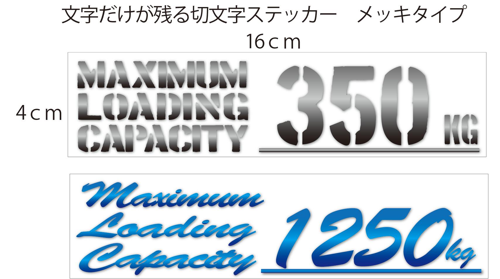 【セミオーダー】【メッキ切り文字】最大積載量 英語表記 切文字ステッカーMAXIMUM LOADING CAPACITY高耐候屋外メッキシート使用数字部分ご指定タイプ トラック用品 大型 トラック ステッカー 車検対応 積載車 おしゃれ プレート 250kg 350kg 500kg オーダー