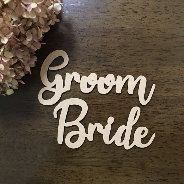 Groom&Bride プレート木の席札 結婚式 木製ネームプレート ネームタグ チェアサイン　受付サイン　前撮りアイテム