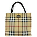 BURBERRY(バーバリー) チェック ミニ ハンドバッグ スクエア ヴィンテージ トートバッグ PVC/レザー レディース【中古B】20230721